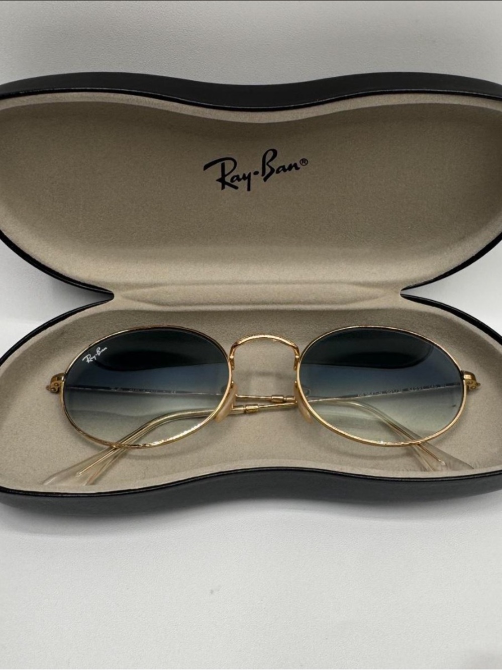 Ray-Ban Men’s Gold Frame Sunglasses with Blue Gradient Lenses